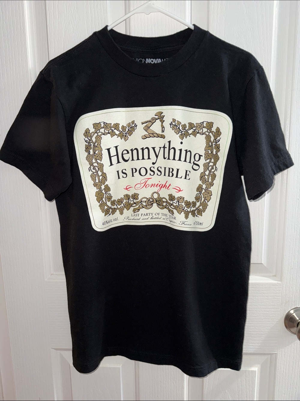 Fashion Nova Men Black Graphic Tee with White Label Print